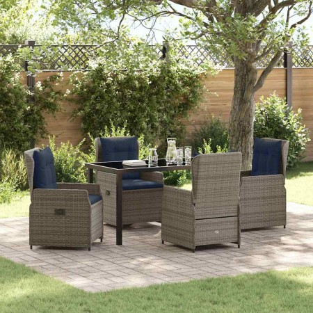 Conjunto de Comedor de Jardín 5 pcs Gris Poliratán