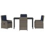 Conjunto de Comedor de Jardín 5 pcs Gris Poliratán