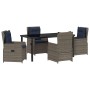Conjunto de Comedor de Jardín 5 pcs Gris Poliratán