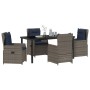 Conjunto de Comedor de Jardín 5 pcs Gris Poliratán