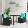 Conjunto de Comedor de Jardín 3 pcs Negro Poliratán