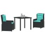 Conjunto de Comedor de Jardín 3 pcs Negro Poliratán