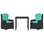 Conjunto de Comedor de Jardín 3 pcs Negro Poliratán