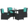 Conjunto de Comedor de Jardín 5 pcs Negro Poliratán