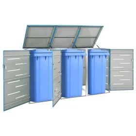 Shed for three steel garbage containers 207x77.5x112.5 cm by vidaXL, Waste container supports - Ref: Foro24-149568, Price: 44...