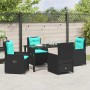 Conjunto de Comedor de Jardín 5 pcs Negro Poliratán
