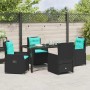 Conjunto de Comedor de Jardín 5 pcs Negro Poliratán