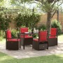 Conjunto de Comedor de Jardín 5 pcs Marrón ratán sintético