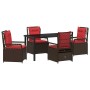 Conjunto de Comedor de Jardín 5 pcs Marrón ratán sintético