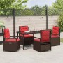Conjunto de Comedor de Jardín 5 pcs Marrón ratán sintético
