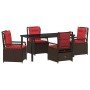 Conjunto de Comedor de Jardín 5 pcs Marrón ratán sintético