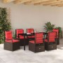 Conjunto de Comedor de Jardín 7 pcs Marrón ratán sintético