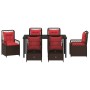 Conjunto de Comedor de Jardín 7 pcs Marrón ratán sintético