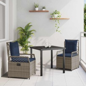 Conjunto de Comedor de Jardín 3 pcs Gris ratán sintético