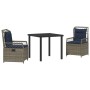 Conjunto de Comedor de Jardín 3 pcs Gris ratán sintético