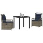 Conjunto de Comedor de Jardín 3 pcs Gris ratán sintético
