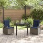 Conjunto de Comedor de Jardín 3 pcs Gris ratán sintético