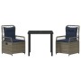 Conjunto de Comedor de Jardín 3 pcs Gris ratán sintético