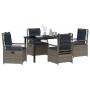 Conjunto de Comedor de Jardín 5 pcs Gris ratán sintético
