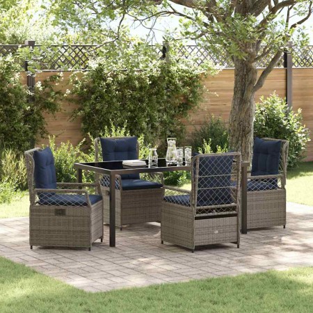 Conjunto de Comedor de Jardín 5 pcs Gris ratán sintético