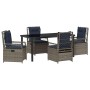 Conjunto de Comedor de Jardín 5 pcs Gris ratán sintético