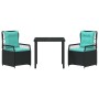 Conjunto de Comedor de Jardín 3 pcs Negro ratán sintético