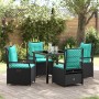 Conjunto de Comedor de Jardín 5 pcs Negro ratán sintético