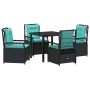 Conjunto de Comedor de Jardín 5 pcs Negro ratán sintético