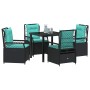 Conjunto de Comedor de Jardín 5 pcs Negro ratán sintético