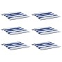 Cojines silla jardín 6 uds tela a rayas azul y blanco 40x40x4cm
