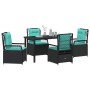 Conjunto de Comedor de Jardín 5 pcs Negro ratán sintético