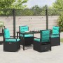 Conjunto de Comedor de Jardín 5 pcs Negro ratán sintético