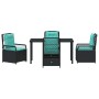 Conjunto de Comedor de Jardín 5 pcs Negro ratán sintético