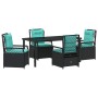 Conjunto de Comedor de Jardín 5 pcs Negro ratán sintético