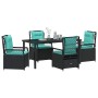Conjunto de Comedor de Jardín 5 pcs Negro ratán sintético
