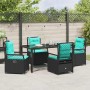 Conjunto de Comedor de Jardín 5 pcs Negro ratán sintético
