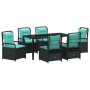 Conjunto de Comedor de Jardín 7 pcs Negro ratán sintético