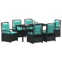 Conjunto de Comedor de Jardín 7 pcs Negro ratán sintético