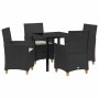 Conjunto de Comedor de Jardín 5 pcs Negro ratán sintético