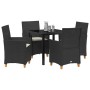 Conjunto de Comedor de Jardín 5 pcs Negro ratán sintético