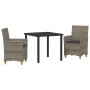 Conjunto de Comedor de Jardín 3 pcs Gris ratán sintético