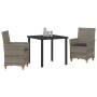 Conjunto de Comedor de Jardín 3 pcs Gris ratán sintético