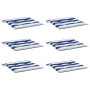 Cojines silla jardín 6 uds tela a rayas azul y blanco 50x50x4cm