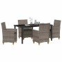 Conjunto de Comedor de Jardín 5 pcs Gris ratán sintético