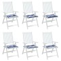Cojines silla jardín 6 uds tela a rayas azul y blanco 50x50x4cm