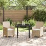 Conjunto de Comedor de Jardín 3 pcs Beige ratán sintético
