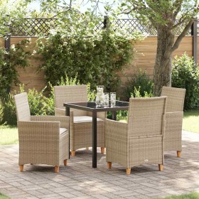 Conjunto de Comedor de Jardín 5 pcs Beige ratán sintético