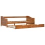 Estructura sofá cama extraíble sin colchón marrón miel 90x200cm