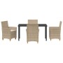 Conjunto de Comedor de Jardín 5 pcs Beige ratán sintético