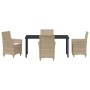 Conjunto de Comedor de Jardín 5 pcs Beige ratán sintético